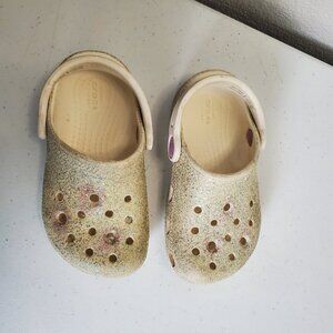 Crocs Classic Clog Toddler Glitter Sparkly White Toddler Size 8